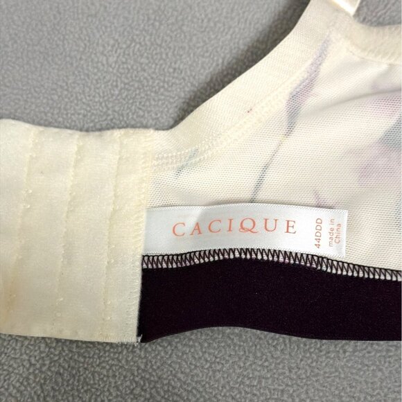 Cacique Modern Collection Lightly Lined Full Coverage Bra 44DDD Ivory Floral Pri - Picture 3 of 7